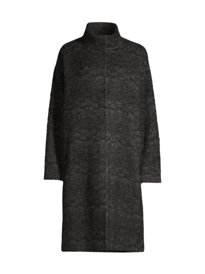 Shop Eileen Fisher Women's Brushed Mélange Alpaca-blend Coat In Black