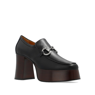 Shop Gucci Leather Platform Loafers In Black