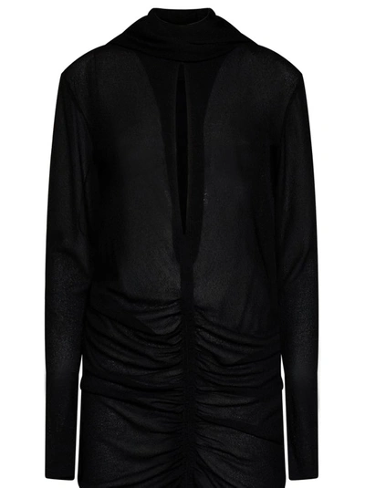 Shop Givenchy Long Draped Black Viscose Jersey Dress