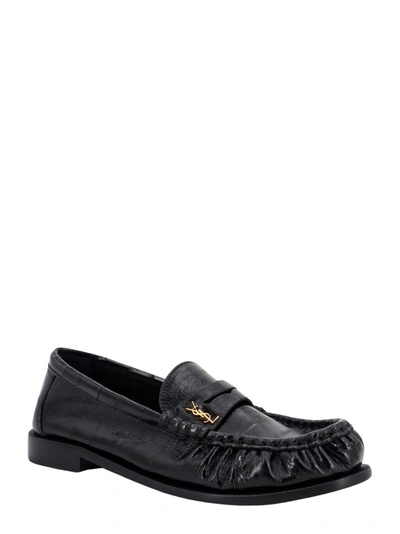 Shop Saint Laurent Eel Leather Loafer In Black