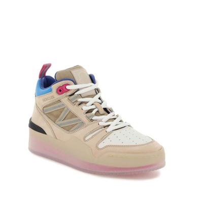 Moncler Pivot Mid Leather And Ripstop-trimmed Suede Sneakers In Multicolor