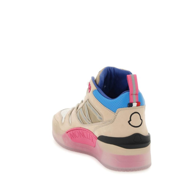 Moncler Pivot Mid Leather And Ripstop-trimmed Suede Sneakers In Multicolor