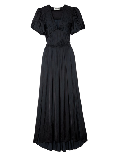 Shop Zadig & Voltaire Women's Reina Pleated Satin Gown In Noir