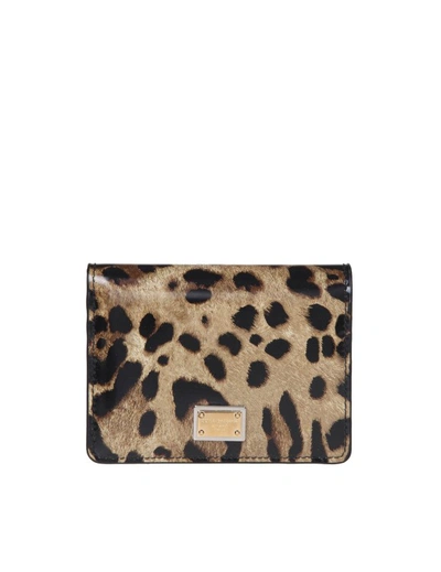 Shop Dolce & Gabbana Glossy Calfskin Spotted Wallet In Pink
