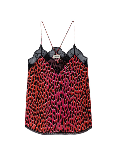 Shop Zadig & Voltaire Women's Christy Leopard-print Silk Cami In Rose
