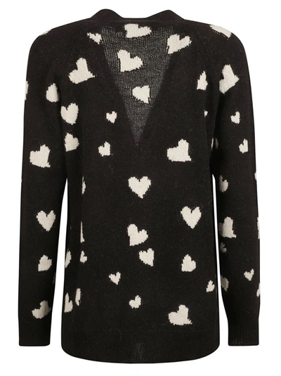 Shop Marni Heart-print V-neck Cardigan In Black