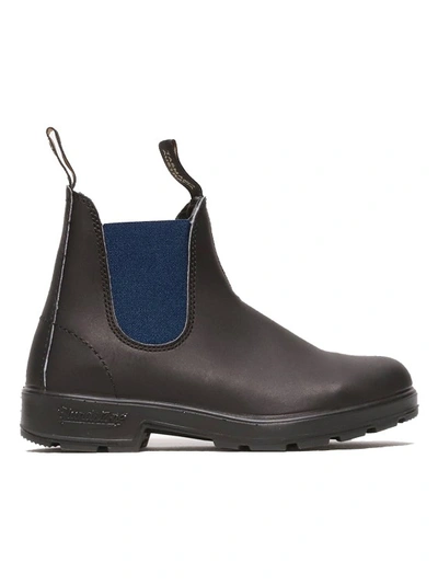 Shop Blundstone Ankle Boot In Black Leather And Blue Elastic