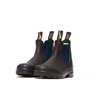 Shop Blundstone Ankle Boot In Black Leather And Blue Elastic