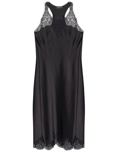 Shop Balenciaga Satin Strappy Midi Dress In Black