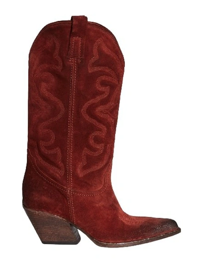 Shop Elena Iachi Brick Leather Boots In Red