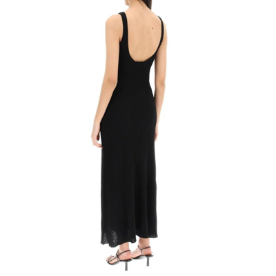 Chloé Cutout Crinkled Silk-linen Knit Maxi Dress In Black