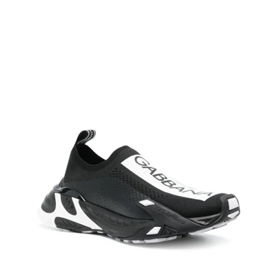 Dolce & Gabbana Calza Mesh Logo Slip-on Sneakers In Black