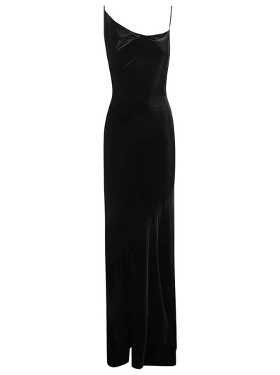 Shop Philosophy Di Lorenzo Serafini Cowl-neck Velvet Long Dress In Black