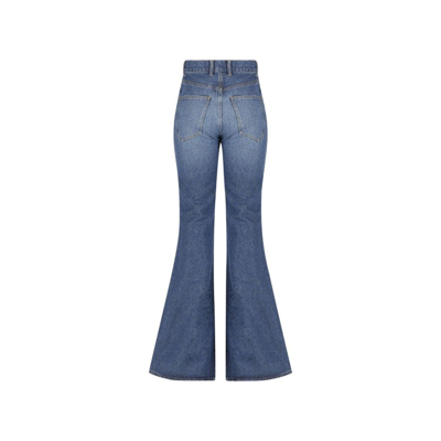 Shop Chloé Cotton Denim Flared Jeans In Blue