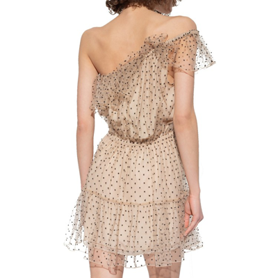 Shop Gucci One-shoulder Tulle Dress In Neutrals