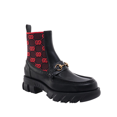 Shop Gucci Gg Leather Boots In Black