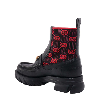 Shop Gucci Gg Leather Boots In Black