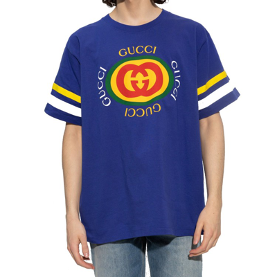 Shop Gucci Logo T-shirt In Blue
