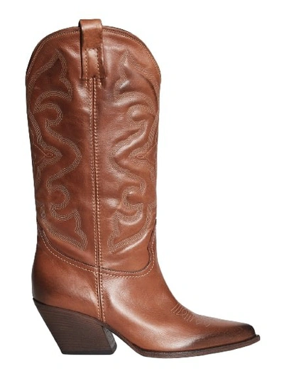 Shop Elena Iachi Tan Leather Boots In Brown