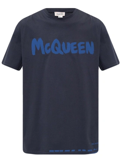Shop Alexander Mcqueen Printed T-shirt In Blue