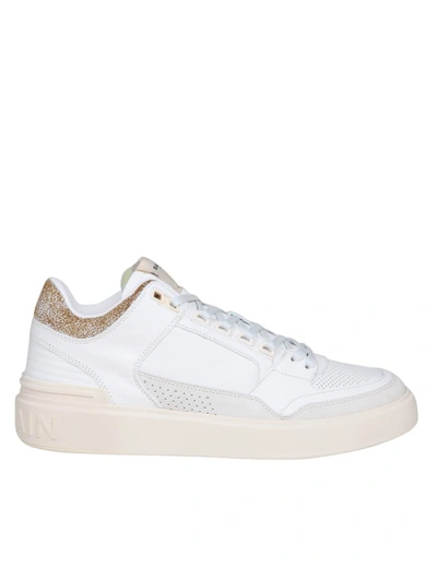 Shop Balmain B-court Mid Sneakers In White Leather