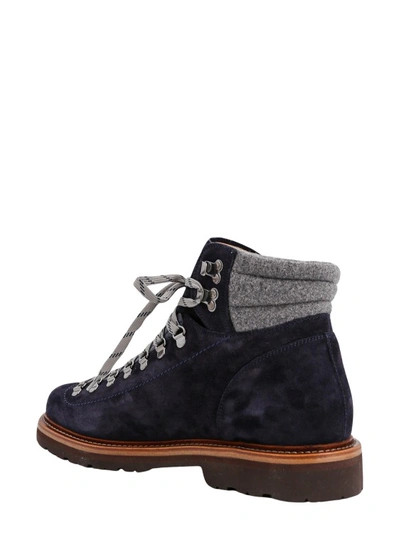 Shop Brunello Cucinelli Suede Boots With Wool Insert In Black