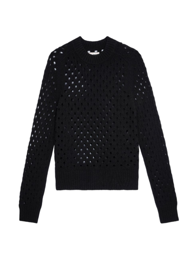 Shop Zadig & Voltaire Women's Lili Destroyed Cashmere Sweater In Noir