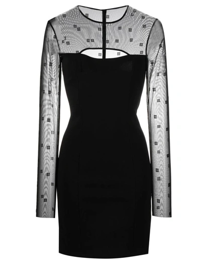 Shop Givenchy 4g Plumetis Dress In Black