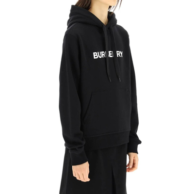 Shop Burberry Logo Hoodie Sweatshirt In Black