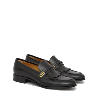 Shop Gucci Black Leather Loafers