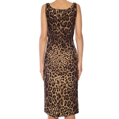 Shop Dolce & Gabbana Leopard Printed Dress In Brown