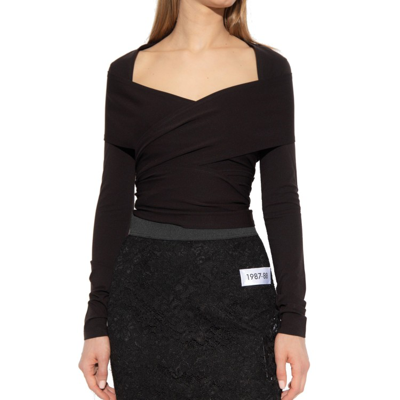 Dolce & Gabbana Stretch Jersey Punto Milano Wrap Top In Black
