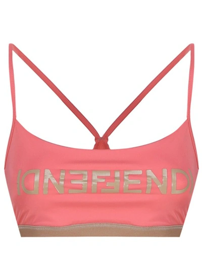 Shop Fendi Gym Top Bra In Burgundy