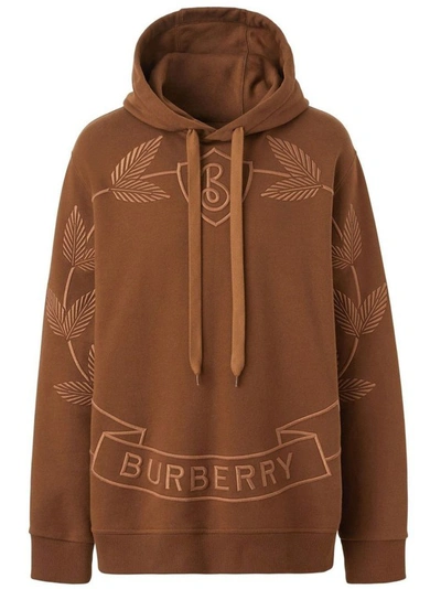 Shop Burberry Haggerston Hoodie Sweatshirt In Brown
