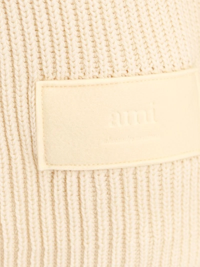 Shop Ami Alexandre Mattiussi Ribbed Wool And Cotton Sweater In Neutrals