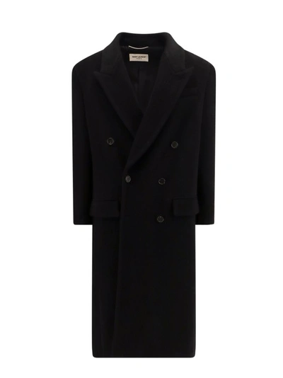Shop Saint Laurent Responsible Wool Coat In Black