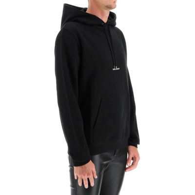 Saint Laurent Black Rive Gauche Logo Hoodie