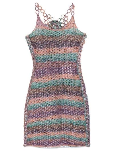 Shop Chloé Crochet Mini Dress In Grey
