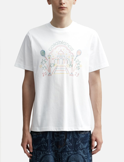 Shop Casablanca Rainbow Crayon Temple T-shirt In White