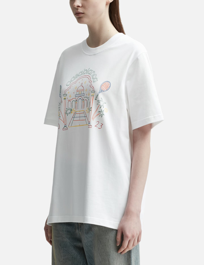 Shop Casablanca Rainbow Crayon Temple T-shirt In White