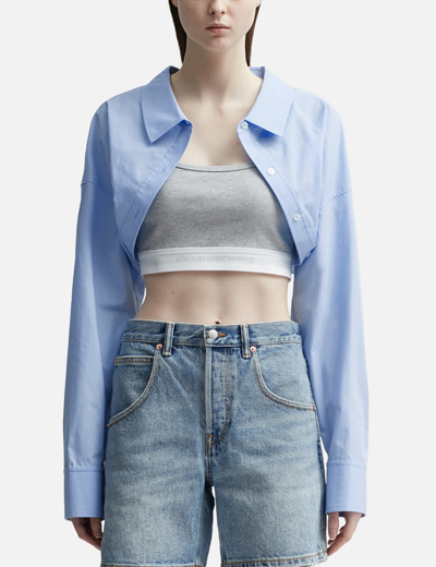 Shop Alexander Wang T Layered Crop Bolero In Blue