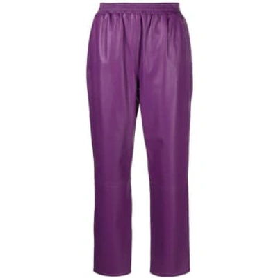 Shop Arma Purple “abigail” Leather Stretch Trousers