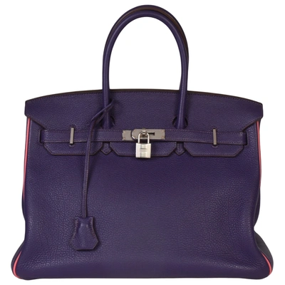 Shop Hermes Hermès Birkin 35 Purple Leather Handbag ()