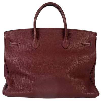Shop Hermes Hermès Birkin 40 Burgundy Leather Handbag ()