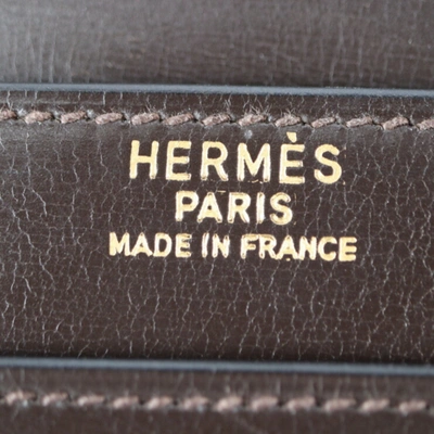 Shop Hermes Hermès Faco Brown Leather Clutch Bag ()