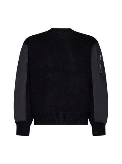 Shop Neil Barrett Panelled Crewneck Knitted Jumper In Black