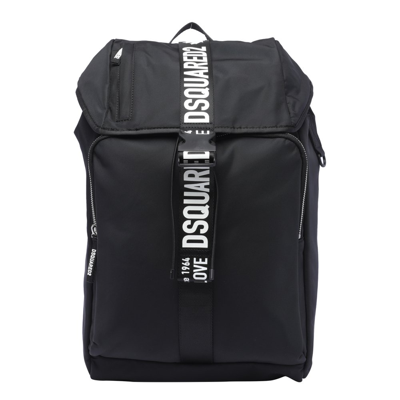 Shop Dsquared2 Foldover Top Love Buckled Backpack In Black