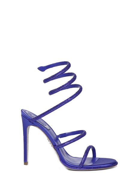 Shop René Caovilla Embellished Spiral Sandals In Blue