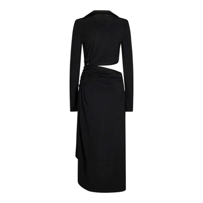 Off-white Cut-out Midi Dress Women In Black