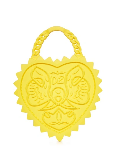 Shop Dsquared2 Yellow Plastic Heart-shaped Handbag